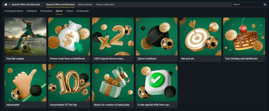 Bonuses for regular players Betwinner