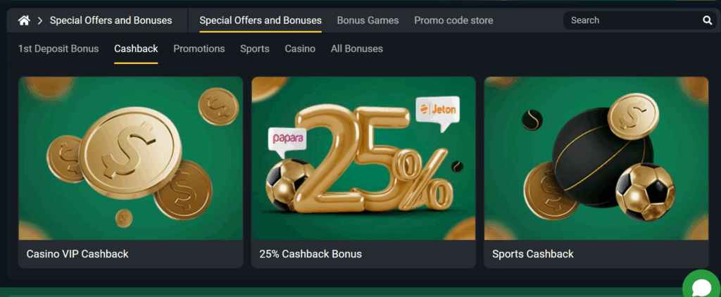 Alternative types of bonuses Betwinner
